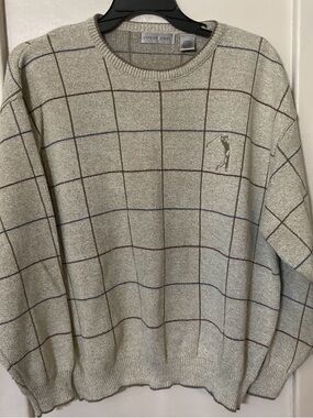 Cypress Links Men's Cream golf Windowpane Crewneck Sweater